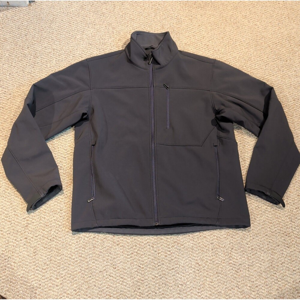 T Tech by Tumi Soft Shell Jacket Mens Large Gray Full Zip Long Sleeve Outdoor